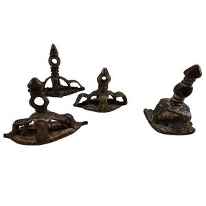 Antique Indian Hindu Temple Bronze Body Stamps Chhapa Orissa Bengal India 4pc
